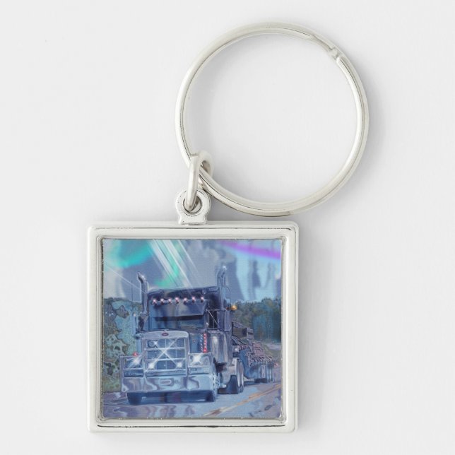 BIG RIG FREIGHT TRUCK LOVERS Art Keychain (Front)