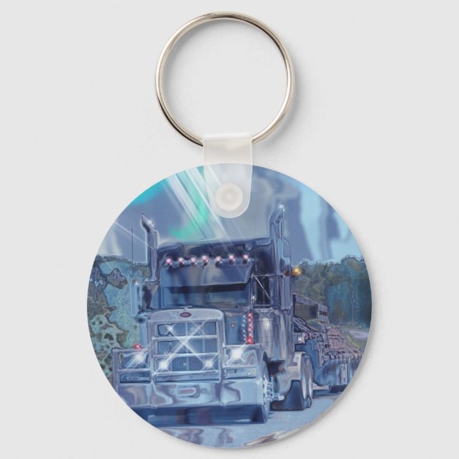 BIG RIG FREIGHT TRUCK LOVERS Art Keychain (Front)