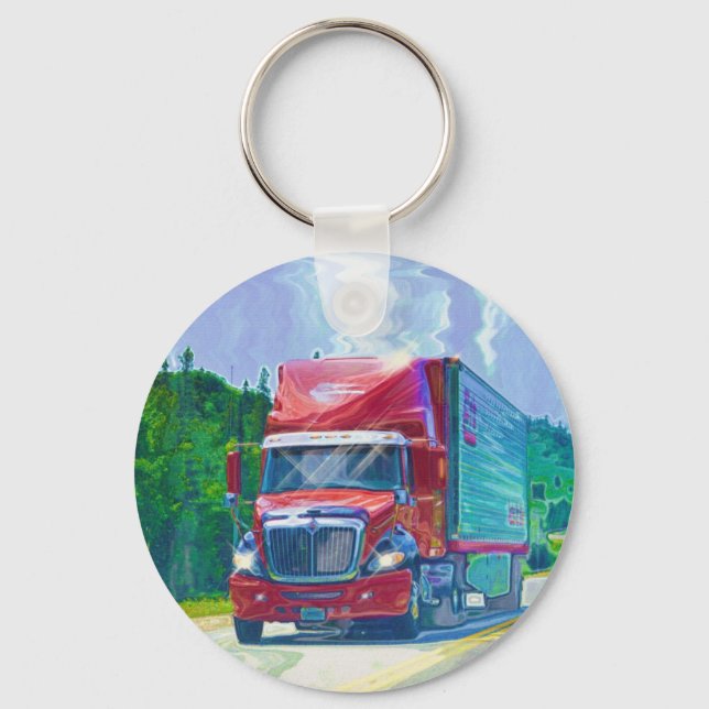 BIG RIG FREIGHT TRUCK LOVERS Art Keychain (Front)
