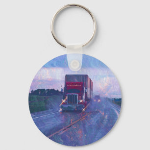 BIG RIG FREIGHT TRUCK LOVERS Art Keychain