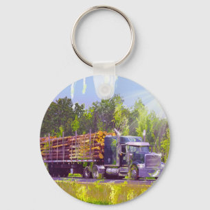 BIG RIG FREIGHT TRUCK LOVERS Art Keychain