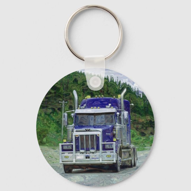 BIG RIG FREIGHT TRUCK LOVERS Art Keychain (Front)