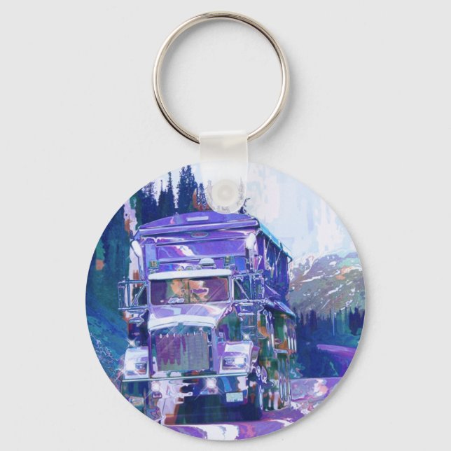 BIG RIG FREIGHT TRUCK LOVERS Art Keychain (Front)
