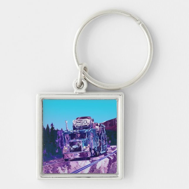BIG RIG FREIGHT TRUCK LOVERS Art Keychain (Front)