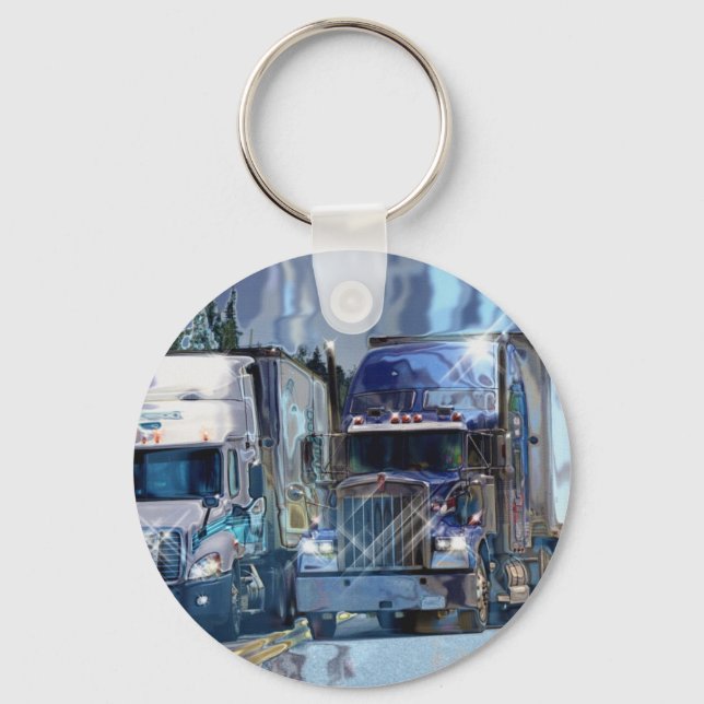 BIG RIG FREIGHT TRUCK LOVERS Art Keychain (Front)