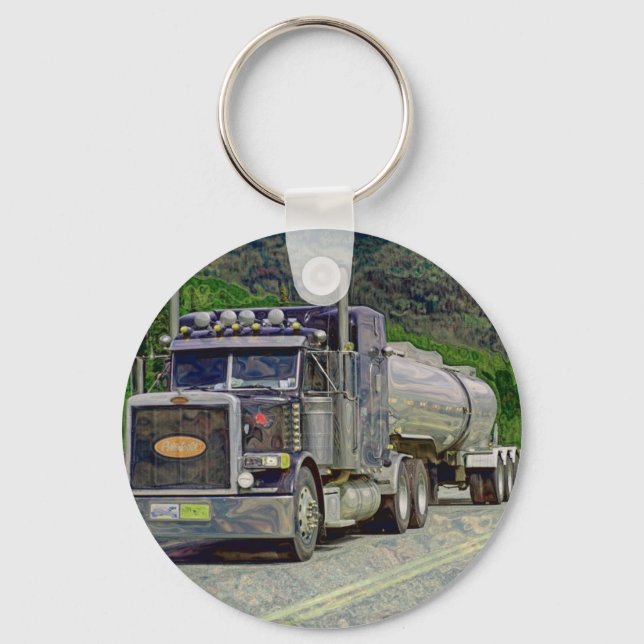 BIG RIG FREIGHT TRUCK LOVERS Art Keychain (Front)