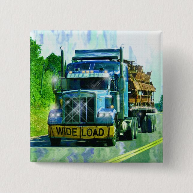 BIG RIG LORRIES & TRUCKS for Truck-lovers 2 Inch Square Button (Front)