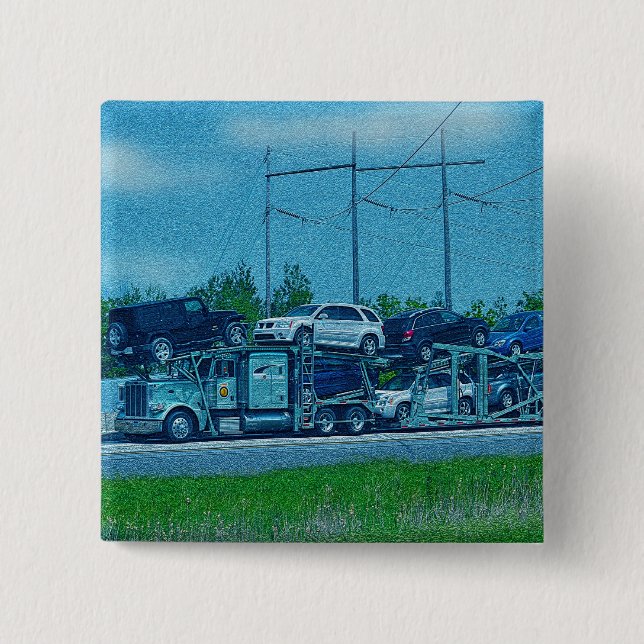 BIG RIG LORRIES & TRUCKS for Truck-lovers 2 Inch Square Button (Front)