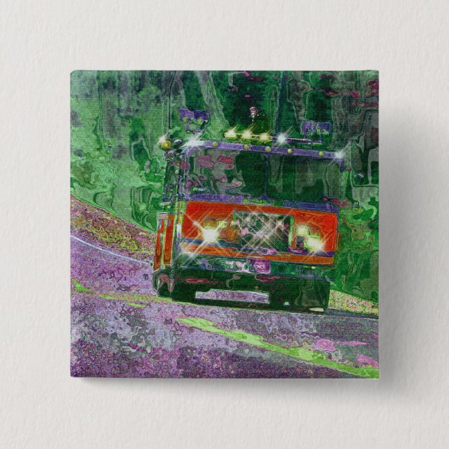 BIG RIG LORRIES & TRUCKS for Truck-lovers 2 Inch Square Button (Front)