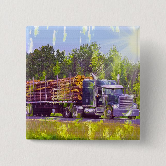 BIG RIG LORRIES & TRUCKS for Truck-lovers 2 Inch Square Button (Front)