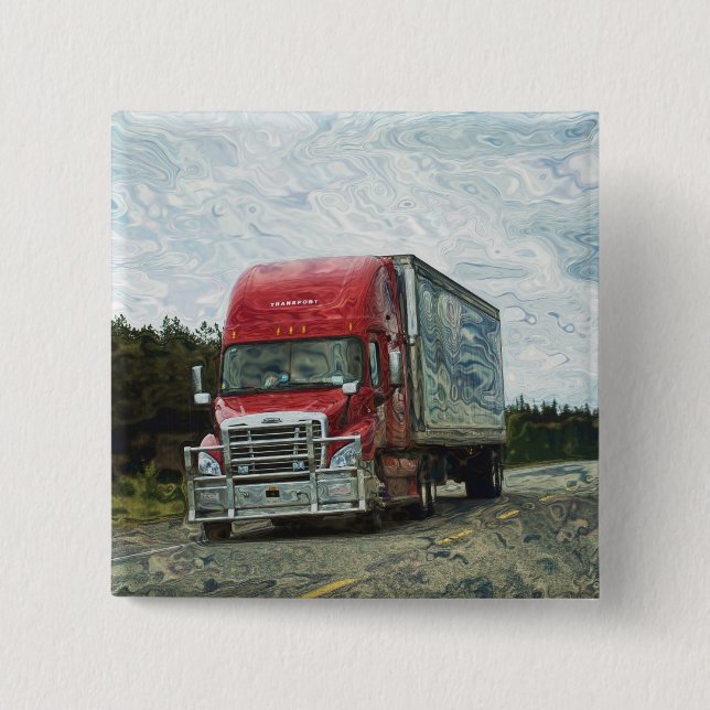 BIG RIG LORRIES & TRUCKS for Truck-lovers 2 Inch Square Button (Front)