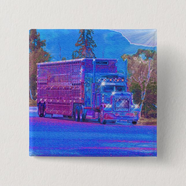 BIG RIG LORRIES & TRUCKS for Truck-lovers 2 Inch Square Button (Front)
