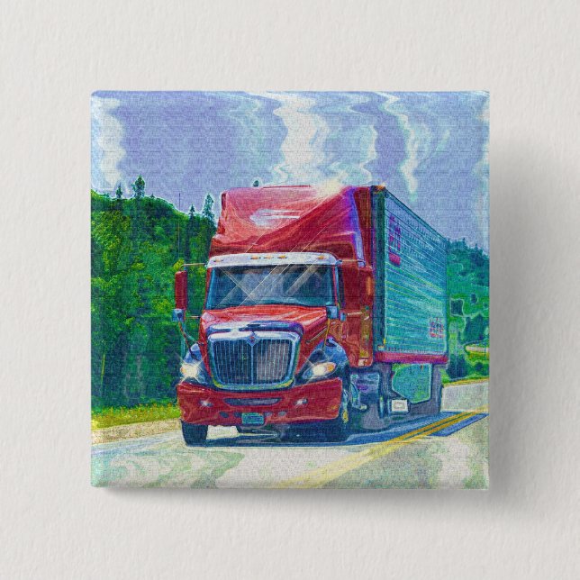 BIG RIG LORRIES & TRUCKS for Truck-lovers 2 Inch Square Button (Front)