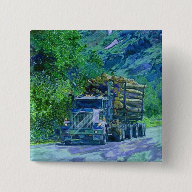 BIG RIG LORRIES & TRUCKS for Truck-lovers 2 Inch Square Button (Front)