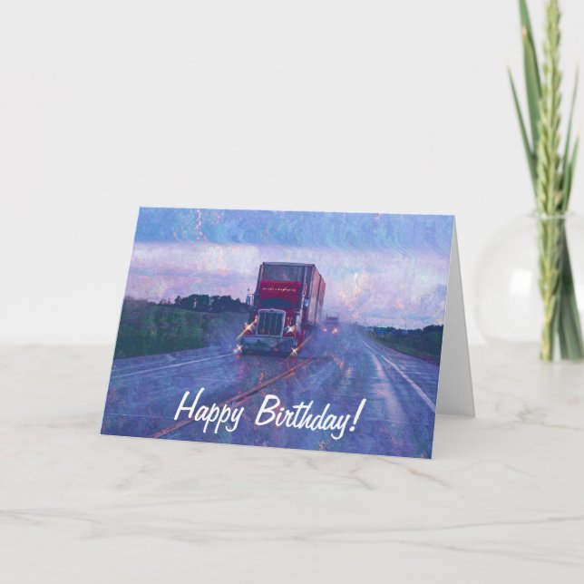 Big Rig Road-liner Truck-lover Birthday Card (Front)