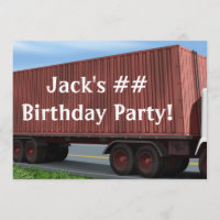 Big Rig Semi Truck Birthday Party Invitations