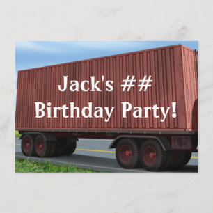 Big Rig Semi Truck Invitations de fête d'anniversa