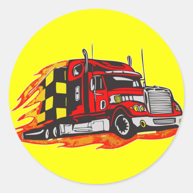 Big Rig Truck Classic Round Sticker (Front)