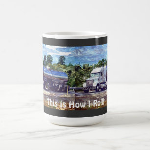 Big Rig White Freight Lorry for Truckers & Kids Coffee Mug