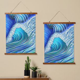 Big Ripple Blue Wave   Summer Blue Ocean Wave Hanging Tapestry