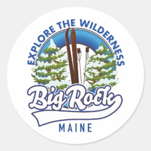 Big Rock Maine ski travel log Photo Print Classic Round Sticker