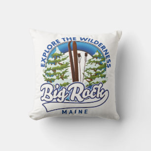 Big Rock Maine ski travel log Photo Print Throw Pillow
