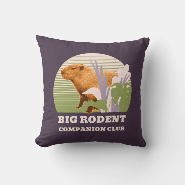 Big Rodent Companion Club Capybara Throw Pillow (Front)