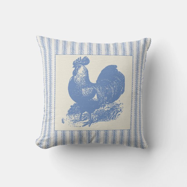 Big Rooster or Coq with Ticking Throw Pillow (Front)