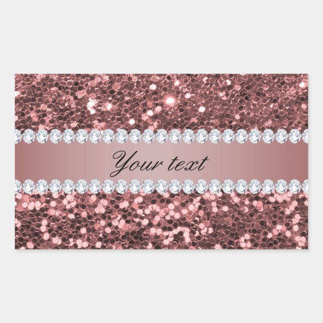 Big Rose Gold Faux Glitter and Diamonds Sticker (Front)