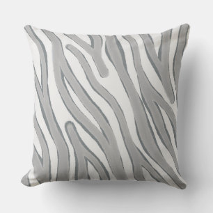 Big Rough Light Grey Zebra Stripe Two Tone Throw Pillow