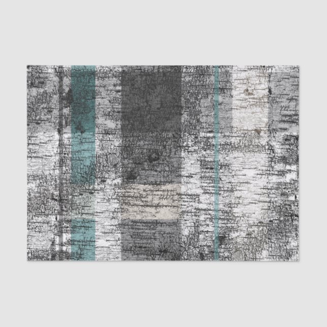 Big Rustic Plaid Birch Bark Print Tissue Paper (Front)