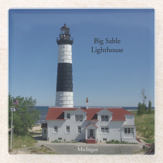 Big Sable Lighthouse glassc coaster (Front)