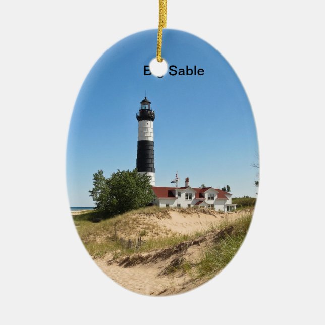 Big Sable Point Ceramic Ornament (Front)