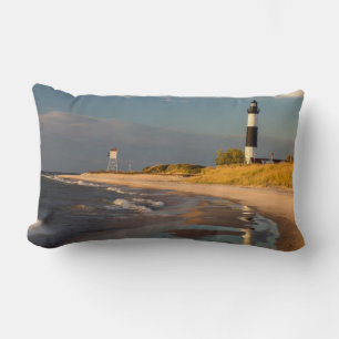 Big Sable Point Lighthouse On Lake Michigan 2 Lumbar Pillow