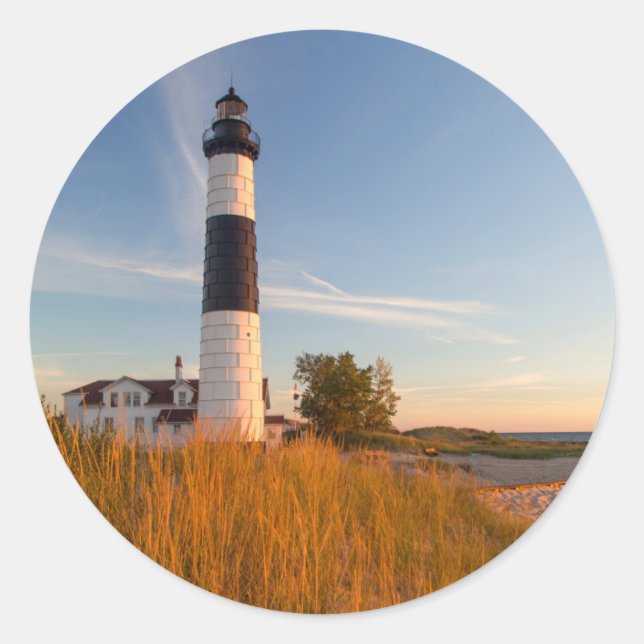 Big Sable Point Lighthouse On Lake Michigan 3 Classic Round Sticker (Front)