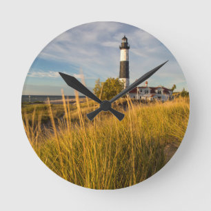 Big Sable Point Lighthouse On Lake Michigan Round Clock
