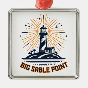 Big Sable Point Lighthouse Sunrise Metal Ornament