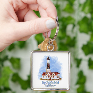 Big Sable Point Lighthouse Watercolor - Michigan Keychain