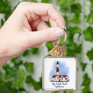 Big Sable Point Lighthouse Watercolor - Michigan Keychain
