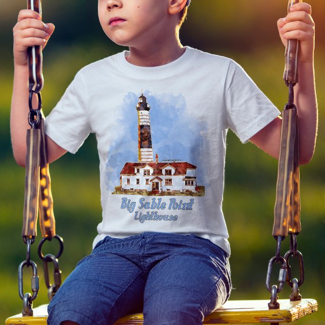 Big Sable Point Lighthouse Watercolor - Michigan T-Shirt (Creator Uploaded)