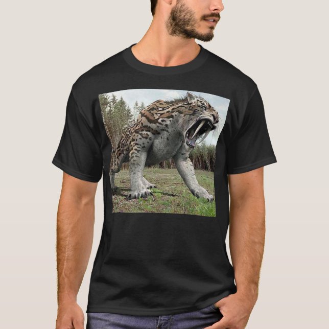 Big  Sabre tooth tiger growling T-Shirt (Front)
