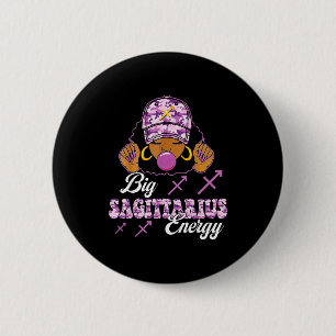 Big Sagittarius Energy Afro Girl With Purple Camou 2 Inch Round Button