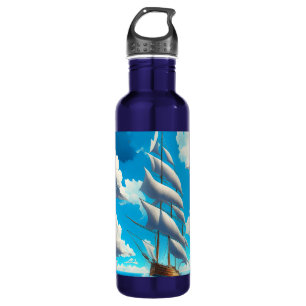 Big Sailboat, Blue Skies, White Fluffy Clouds 710 Ml Water Bottle