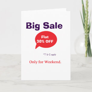 Big sale discount offer weekend company shop T&C Card