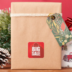 Big Sale Red Retail Bag Design Square Sticker