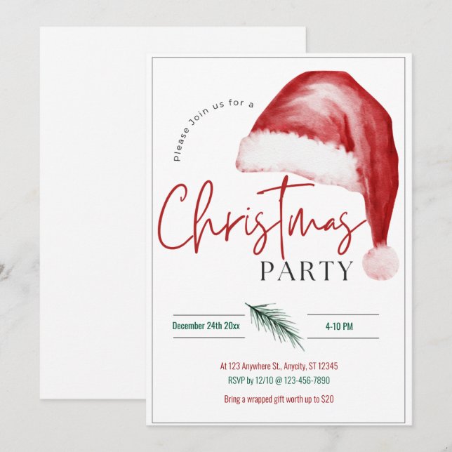 Big Santa Hat Christmas Party Invitation (Front/Back)
