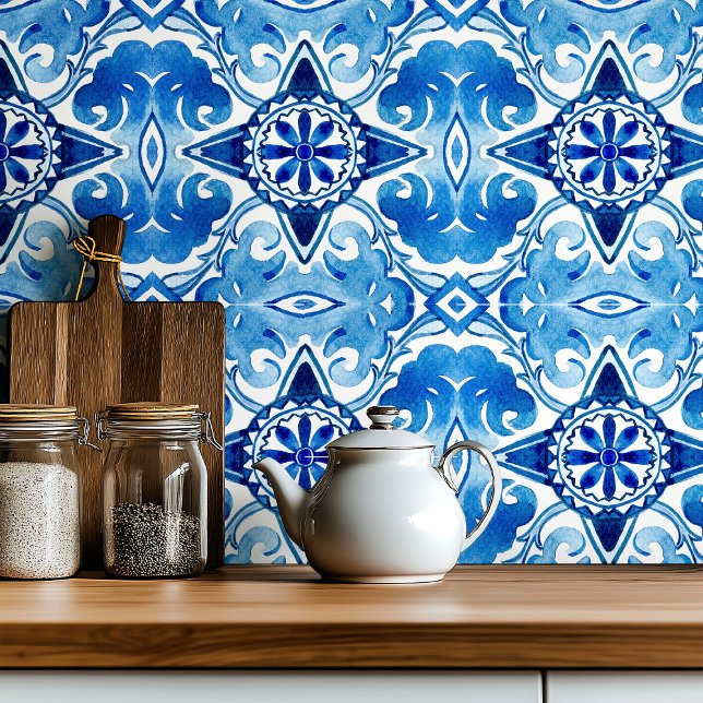 Big scale Mediterranean azul blue watercolour Tile (Creator Uploaded)