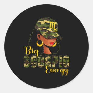 Big Scorpio Energy Camouflage Black Woman Cap Zodi Classic Round Sticker