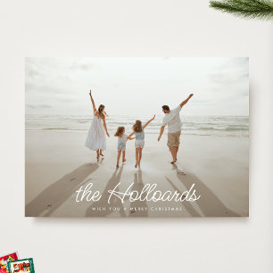Big Script Your Custom Name   Christmas Photo Holiday Card