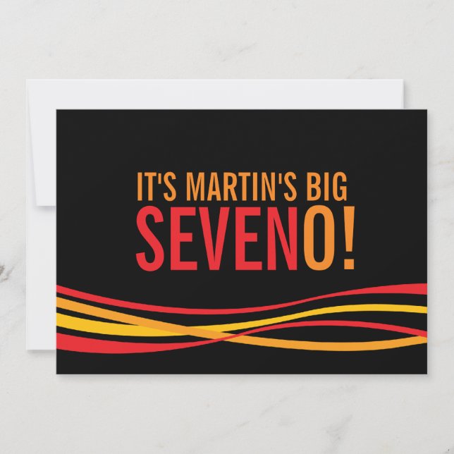 Big SevenO! simple ribbon birthday invite (Front)